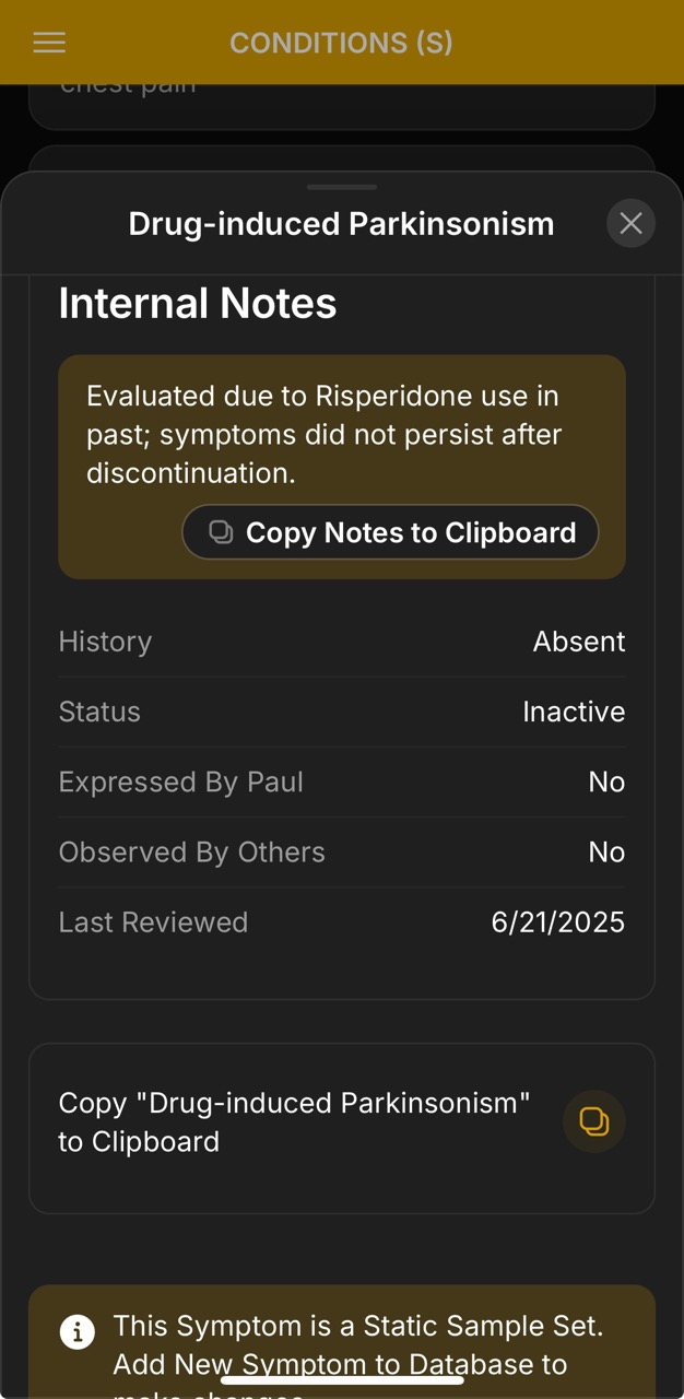 Conditions Detail Page (Drug-Induced Parkinsonism)
